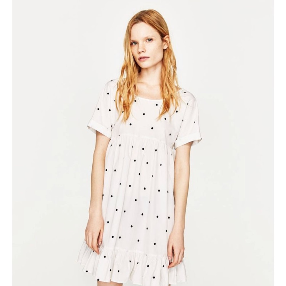 COTTON POLKA DOT BABYDOLL DRESS